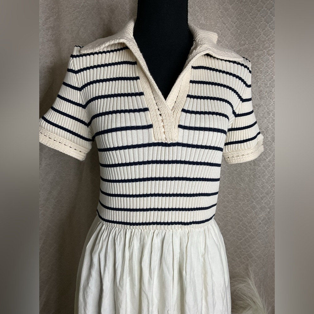 Moon River Black and White Cuffed Sleeve Sundress - Picture 5 of 16
